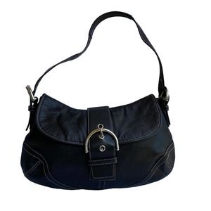 COACH Medium Leather Soho Boho Shoulder Bag Black